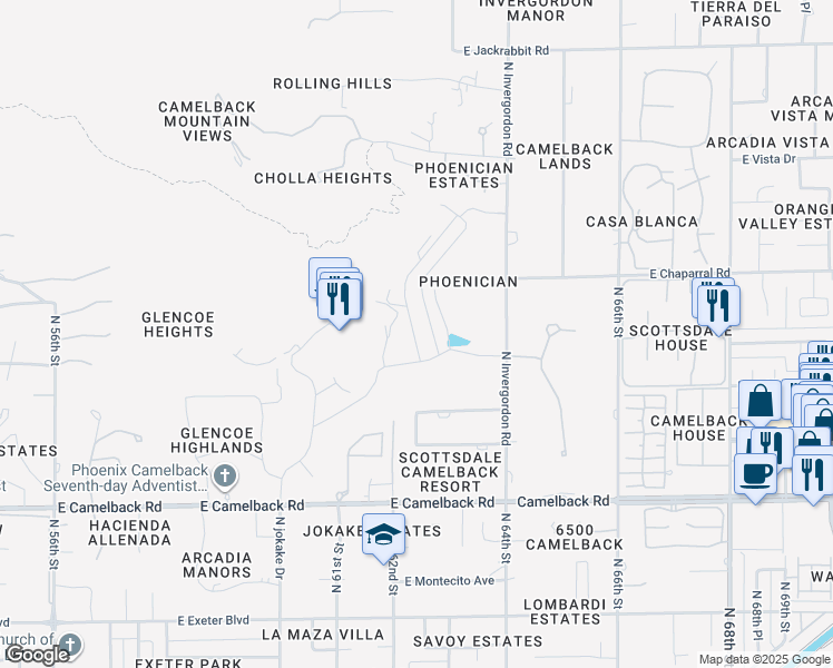 map of restaurants, bars, coffee shops, grocery stores, and more near in Phoenix
