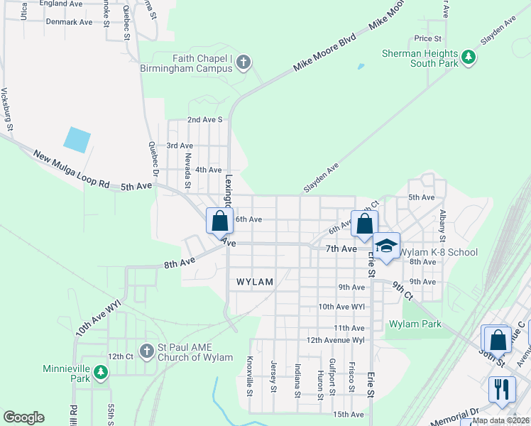 map of restaurants, bars, coffee shops, grocery stores, and more near 4529 6th Avenue in Birmingham