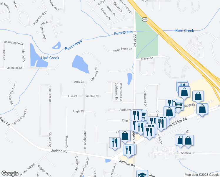 map of restaurants, bars, coffee shops, grocery stores, and more near 253 Turnstone Road in Stockbridge