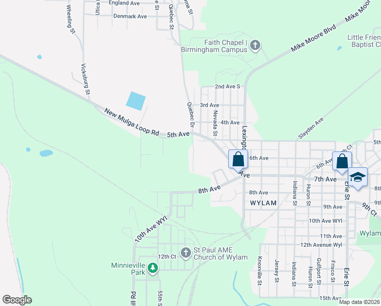 map of restaurants, bars, coffee shops, grocery stores, and more near 604 Oregon Street in Birmingham