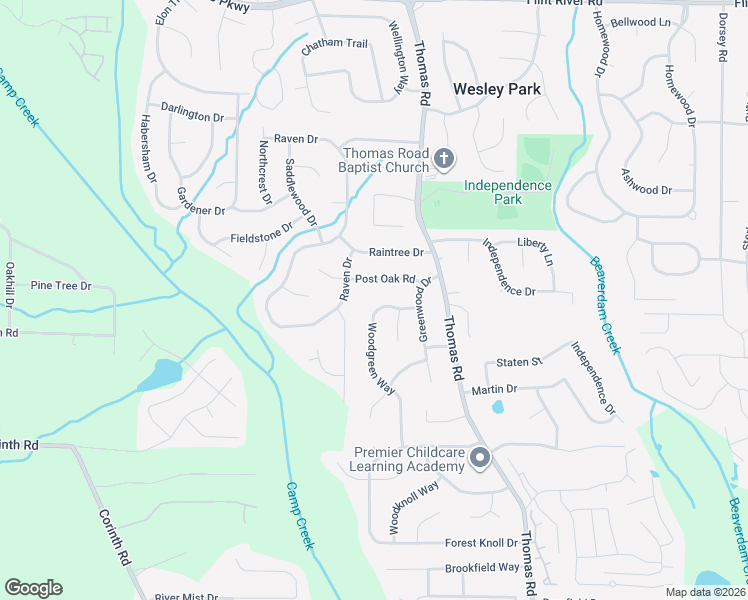 map of restaurants, bars, coffee shops, grocery stores, and more near 9091 Woodgreen Way in Jonesboro