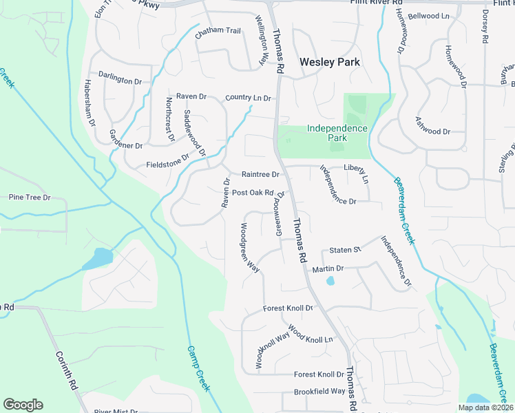 map of restaurants, bars, coffee shops, grocery stores, and more near 9080 Woodgreen Way in Jonesboro