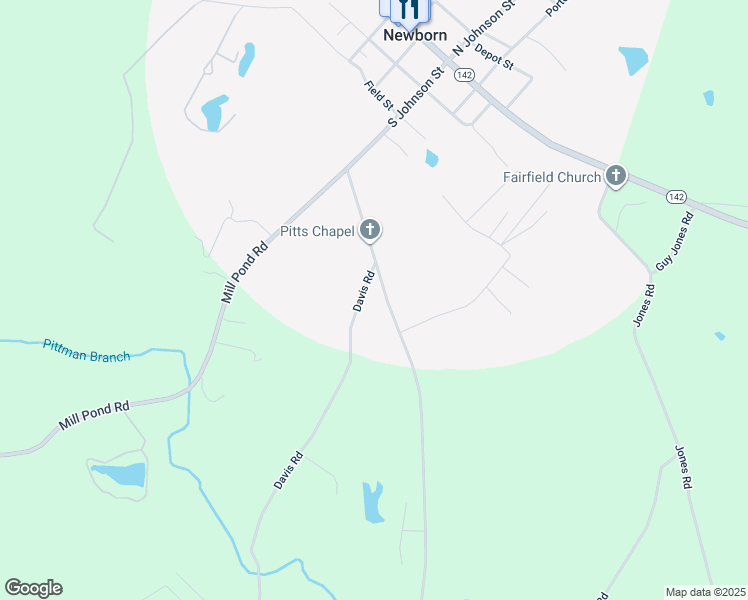 map of restaurants, bars, coffee shops, grocery stores, and more near 108 Davis Road in Newborn