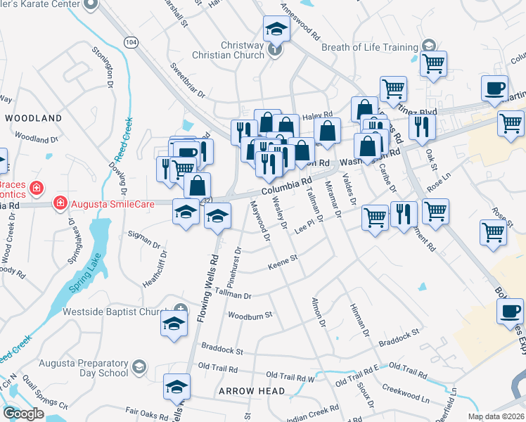 map of restaurants, bars, coffee shops, grocery stores, and more near 208 Pinehurst Drive in Martinez