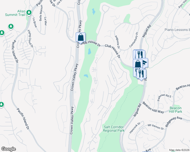 map of restaurants, bars, coffee shops, grocery stores, and more near 31437 East Nine Drive in Laguna Niguel