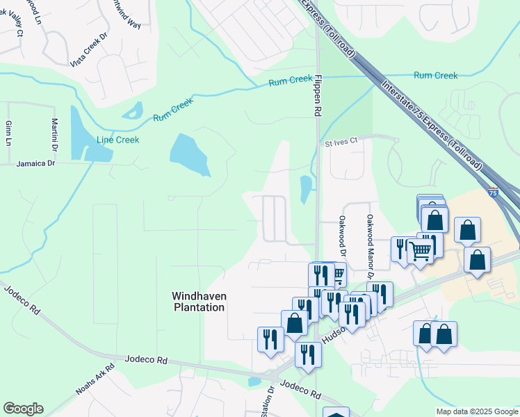 map of restaurants, bars, coffee shops, grocery stores, and more near 241 Turnstone Road in Stockbridge