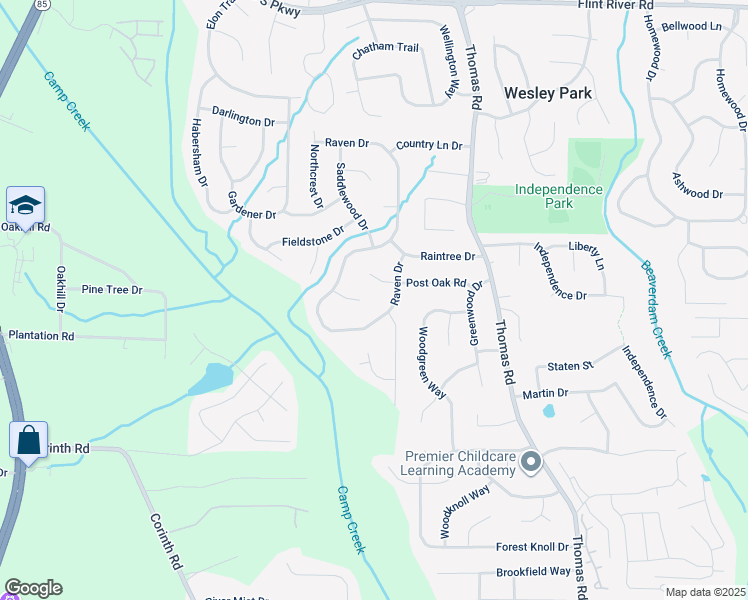 map of restaurants, bars, coffee shops, grocery stores, and more near 9196 Raven Drive in Jonesboro