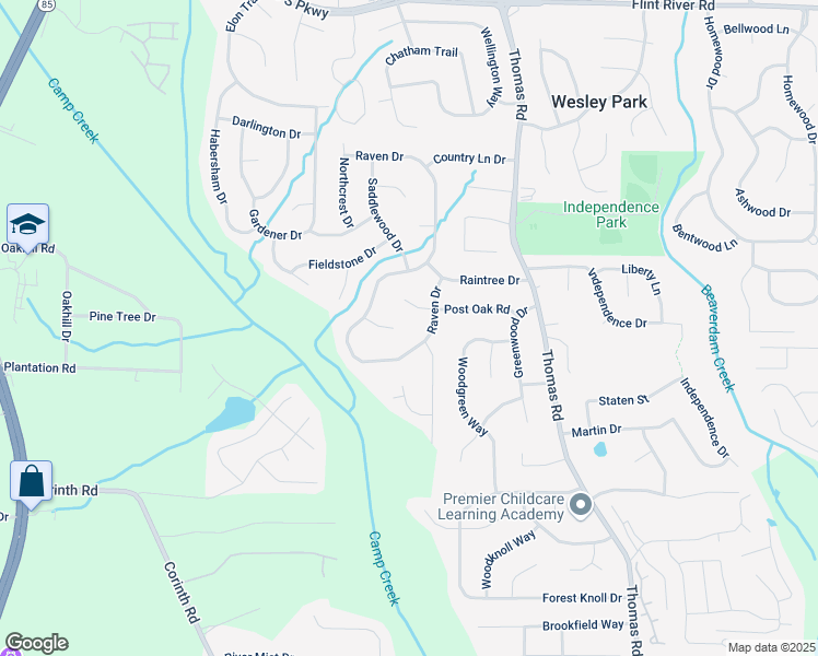 map of restaurants, bars, coffee shops, grocery stores, and more near 655 Raven Court in Jonesboro