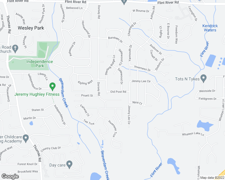 map of restaurants, bars, coffee shops, grocery stores, and more near 55 Old Post Road in Jonesboro