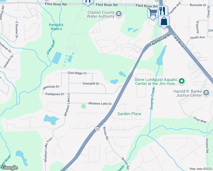 map of restaurants, bars, coffee shops, grocery stores, and more near 598 Sunnyhill Drive in Jonesboro