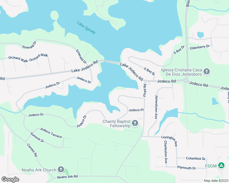 map of restaurants, bars, coffee shops, grocery stores, and more near 3198 Jodeco Drive in Jonesboro