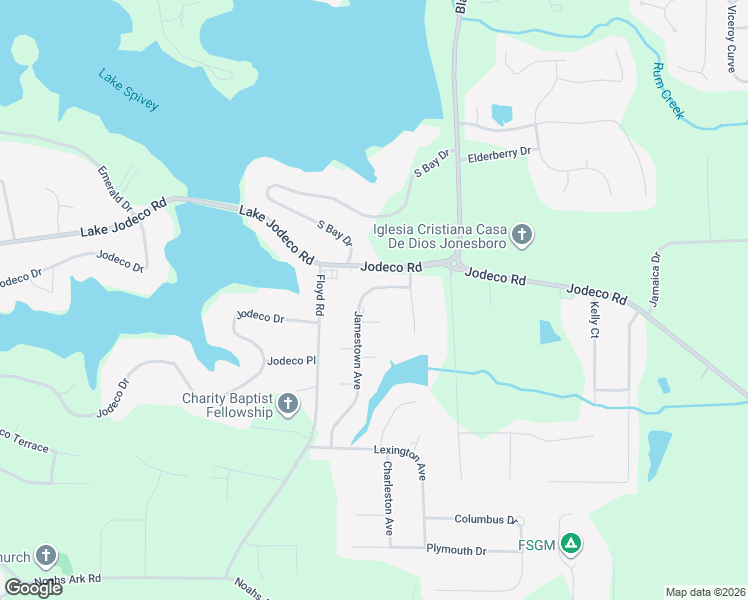map of restaurants, bars, coffee shops, grocery stores, and more near 205 Jamestown Avenue in Jonesboro