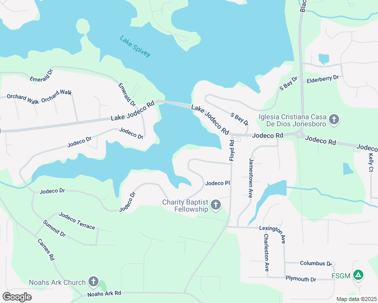 map of restaurants, bars, coffee shops, grocery stores, and more near 3198 Jodeco Drive in Jonesboro