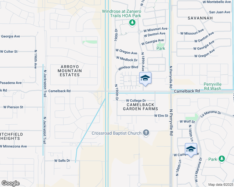 map of restaurants, bars, coffee shops, grocery stores, and more near 5107 North 190th Drive in Litchfield Park