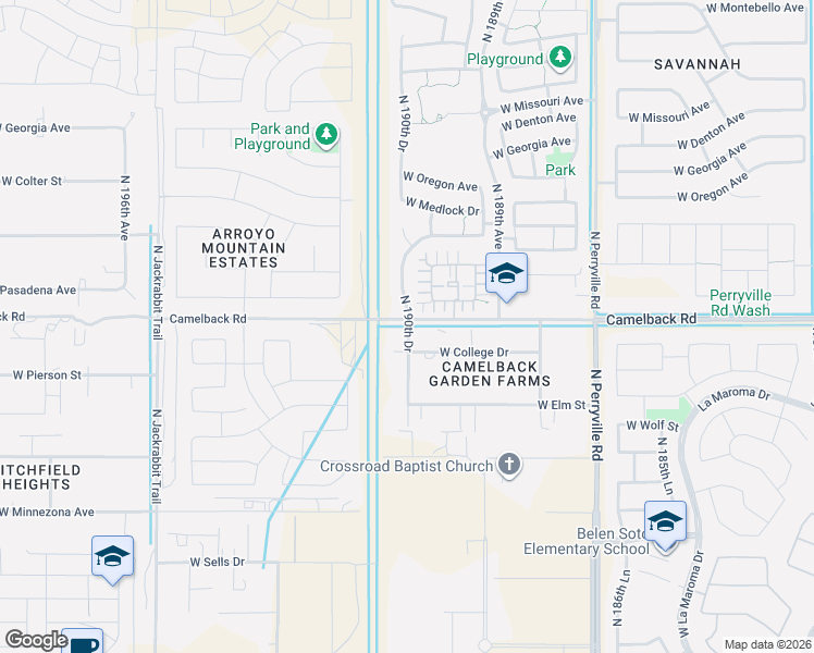 map of restaurants, bars, coffee shops, grocery stores, and more near 1636 North Central Avenue in Litchfield Park