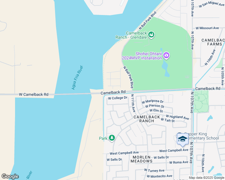 map of restaurants, bars, coffee shops, grocery stores, and more near 11284 West Camelback Road in Phoenix