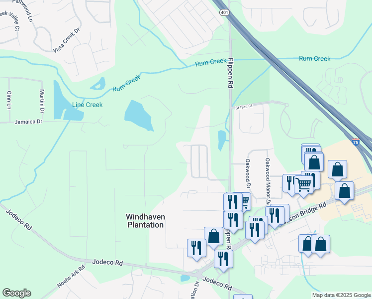 map of restaurants, bars, coffee shops, grocery stores, and more near 176 Watercress Court in Stockbridge