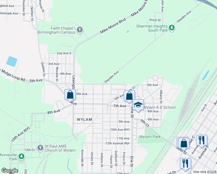map of restaurants, bars, coffee shops, grocery stores, and more near 4421 5th Avenue in Birmingham