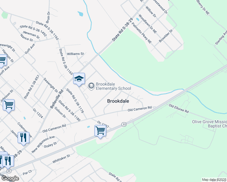 map of restaurants, bars, coffee shops, grocery stores, and more near 516 Shadow Lawn Drive in Orangeburg