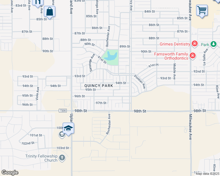 map of restaurants, bars, coffee shops, grocery stores, and more near 7006 95th Street in Lubbock