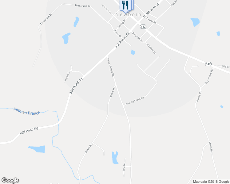 map of restaurants, bars, coffee shops, grocery stores, and more near 220 Pitts Chapel Road in Newborn