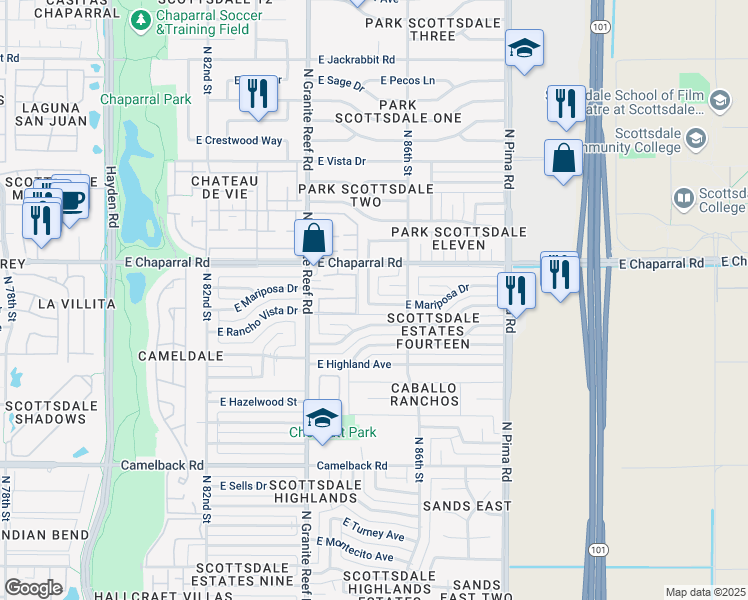 map of restaurants, bars, coffee shops, grocery stores, and more near 8516 East Northland Drive in Scottsdale