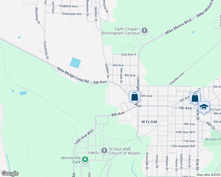 map of restaurants, bars, coffee shops, grocery stores, and more near 5201 Loop Road in Birmingham