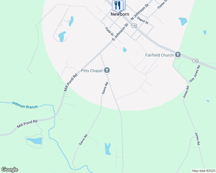 map of restaurants, bars, coffee shops, grocery stores, and more near 220 Pitts Chapel Road in Newborn