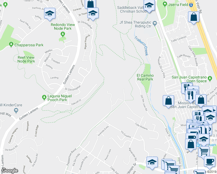 map of restaurants, bars, coffee shops, grocery stores, and more near 31531 Peppertree-Bend in San Juan Capistrano