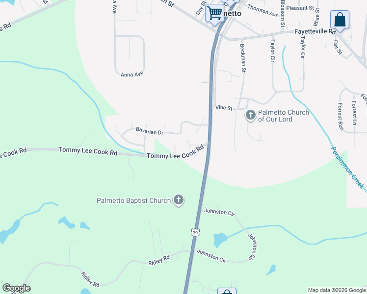 map of restaurants, bars, coffee shops, grocery stores, and more near 507 Tommy Lee Cook Road in Palmetto