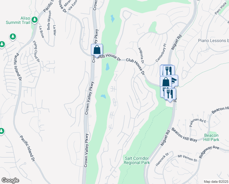 map of restaurants, bars, coffee shops, grocery stores, and more near 31281 East Nine Drive in Laguna Niguel