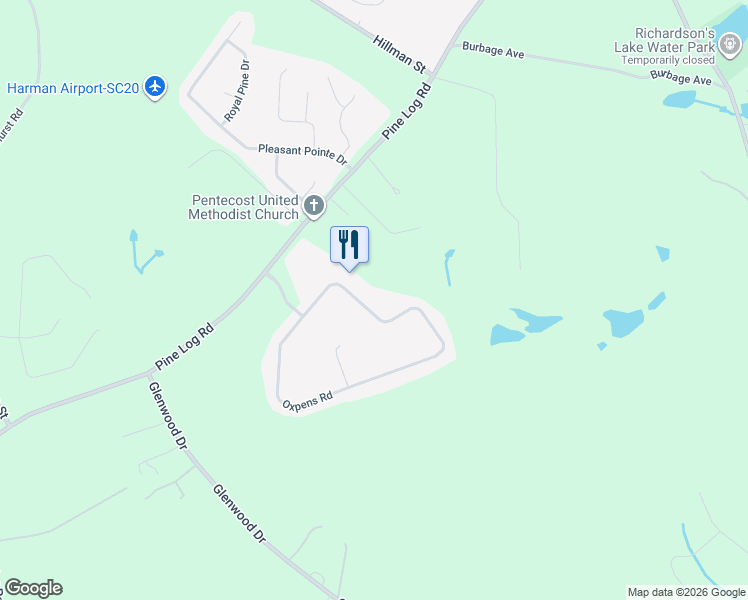 map of restaurants, bars, coffee shops, grocery stores, and more near 1506 Oxpens Road in Warrenville