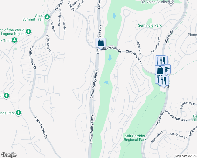 map of restaurants, bars, coffee shops, grocery stores, and more near 31344 West Nine Drive in Laguna Niguel