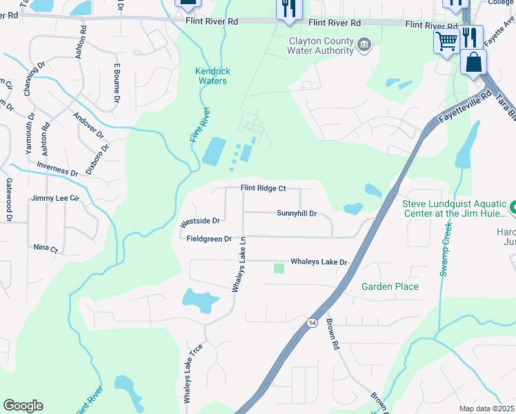 map of restaurants, bars, coffee shops, grocery stores, and more near 466 Sunnyhill Drive in Jonesboro