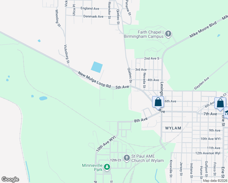 map of restaurants, bars, coffee shops, grocery stores, and more near 5219 Loop Road in Birmingham
