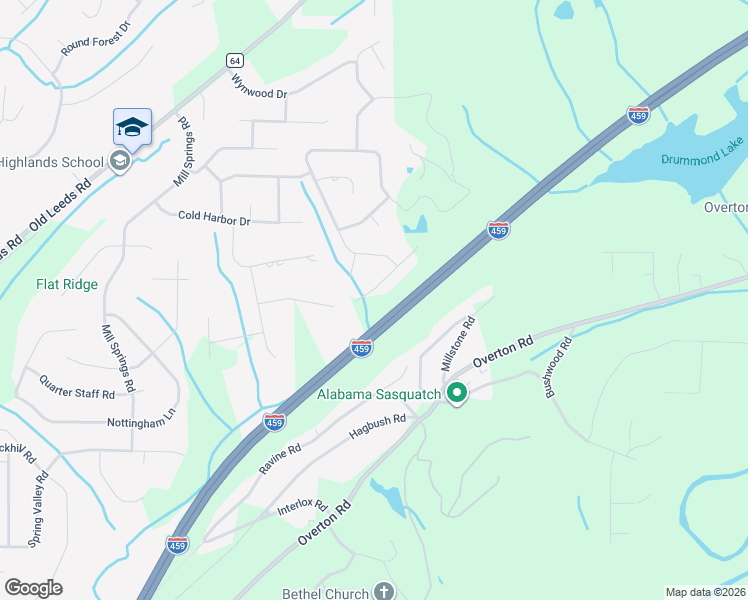 map of restaurants, bars, coffee shops, grocery stores, and more near 3627 Cherry Brook Run in Birmingham