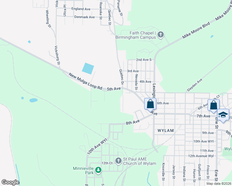 map of restaurants, bars, coffee shops, grocery stores, and more near 5201 Loop Road in Birmingham