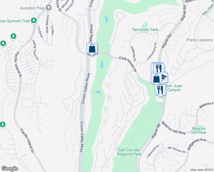 map of restaurants, bars, coffee shops, grocery stores, and more near 31301 East Nine Drive in Laguna Niguel