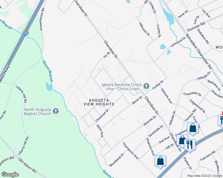 map of restaurants, bars, coffee shops, grocery stores, and more near 5096 Dogwood Drive in North Augusta