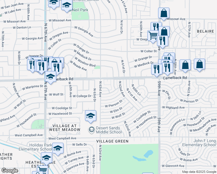 map of restaurants, bars, coffee shops, grocery stores, and more near 6214 West Clouse Drive in Phoenix