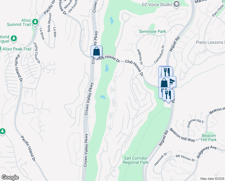 map of restaurants, bars, coffee shops, grocery stores, and more near 31301 East Nine Drive in Laguna Niguel