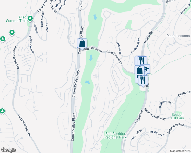 map of restaurants, bars, coffee shops, grocery stores, and more near 31301 East Nine Drive in Laguna Niguel