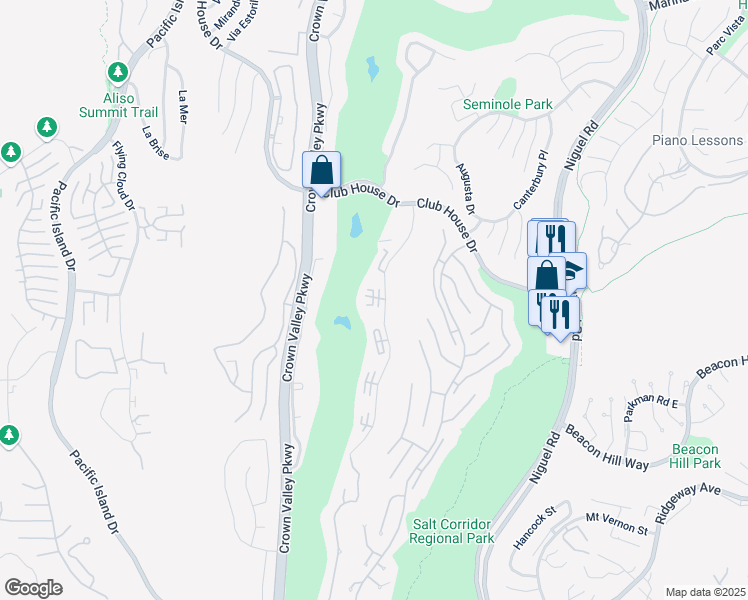 map of restaurants, bars, coffee shops, grocery stores, and more near 31281 East Nine Drive in Laguna Niguel