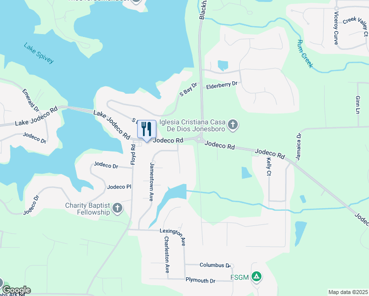 map of restaurants, bars, coffee shops, grocery stores, and more near 101 Old Virginia Circle in Jonesboro
