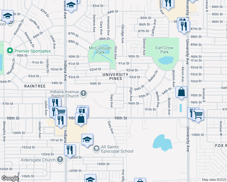 map of restaurants, bars, coffee shops, grocery stores, and more near 9410 Gary Avenue in Lubbock