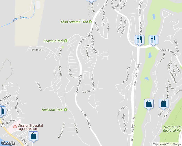 map of restaurants, bars, coffee shops, grocery stores, and more near 31302 Pardella Lane in Laguna Niguel