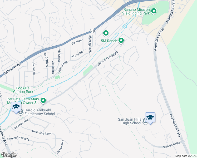 map of restaurants, bars, coffee shops, grocery stores, and more near 31321 Via Las Palmas in San Juan Capistrano