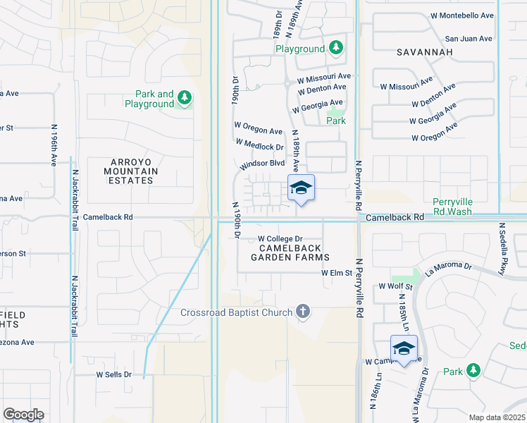 map of restaurants, bars, coffee shops, grocery stores, and more near 18943 West Pasadena Avenue in Litchfield Park