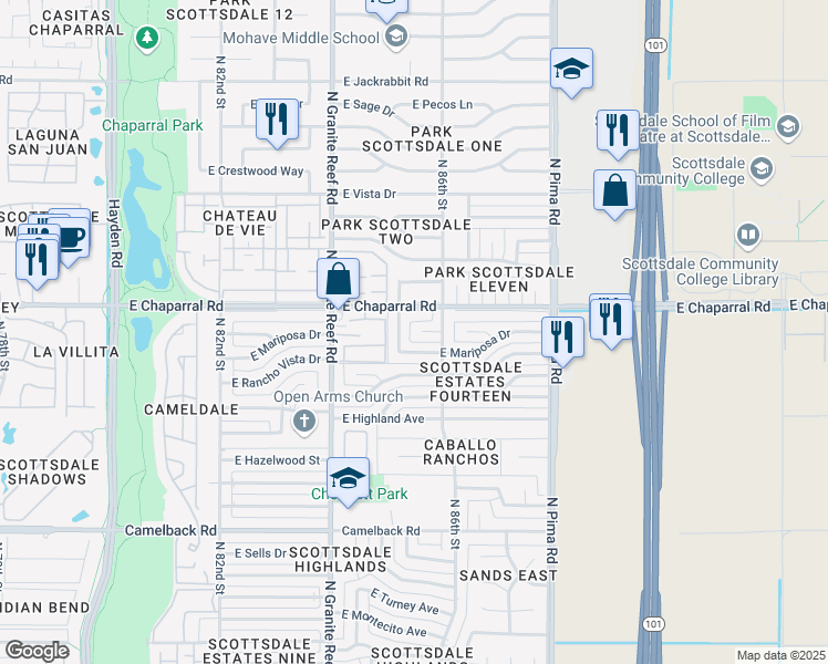 map of restaurants, bars, coffee shops, grocery stores, and more near 8516 East Northland Drive in Scottsdale