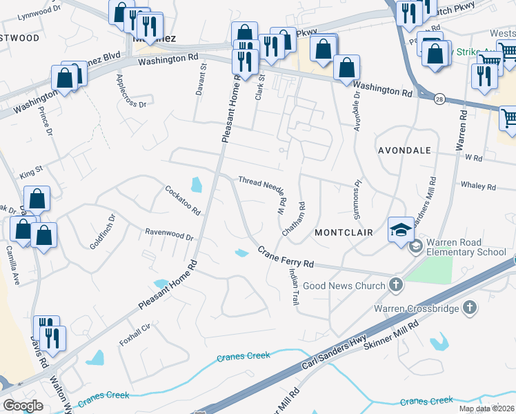 map of restaurants, bars, coffee shops, grocery stores, and more near 208 Buckhead Court in Augusta